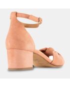 Sandales en Velours de Cuir Gloria rose moyen - Talon 5 cm